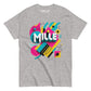 Camiseta MILLE ARCADE Tee de color gris sport con diseño gráfico vibrante. Vista frontal de la prenda.