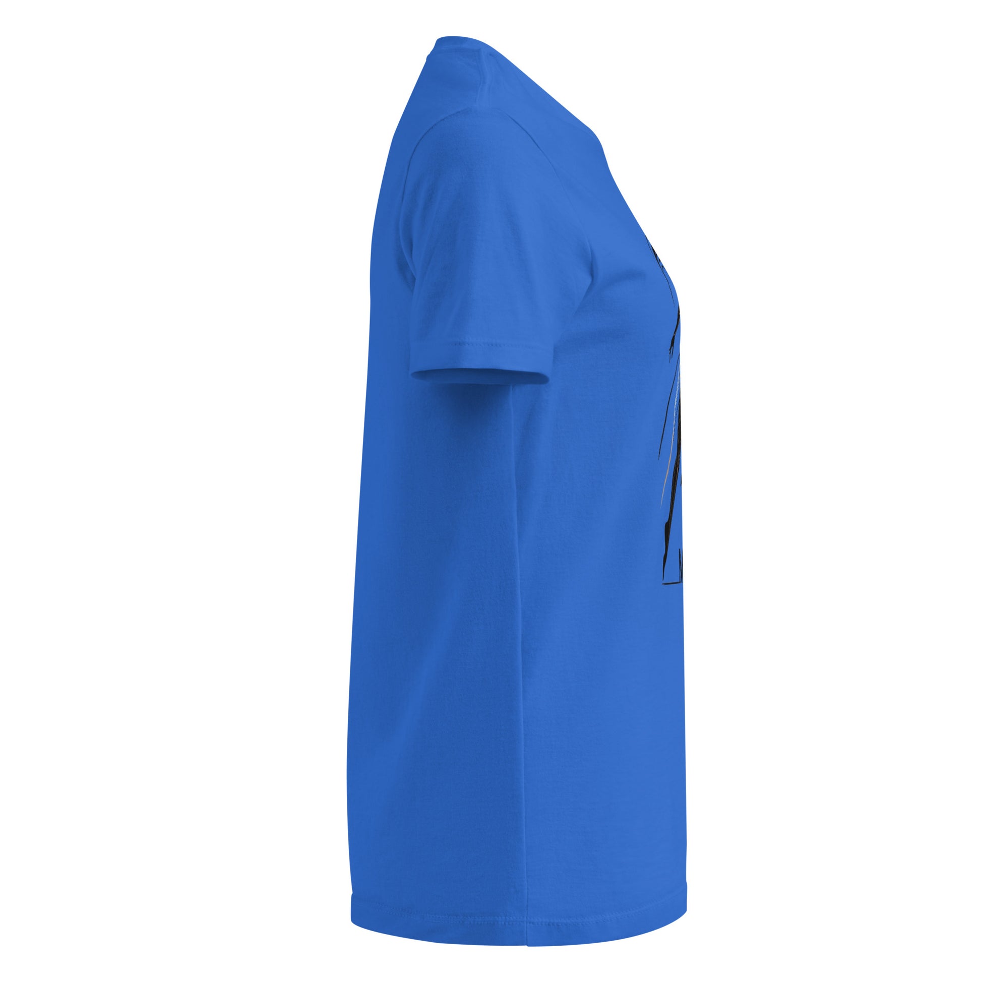 Camiseta MILLE Ascend de color azul royal para mujer. Vista lateral de la prenda.