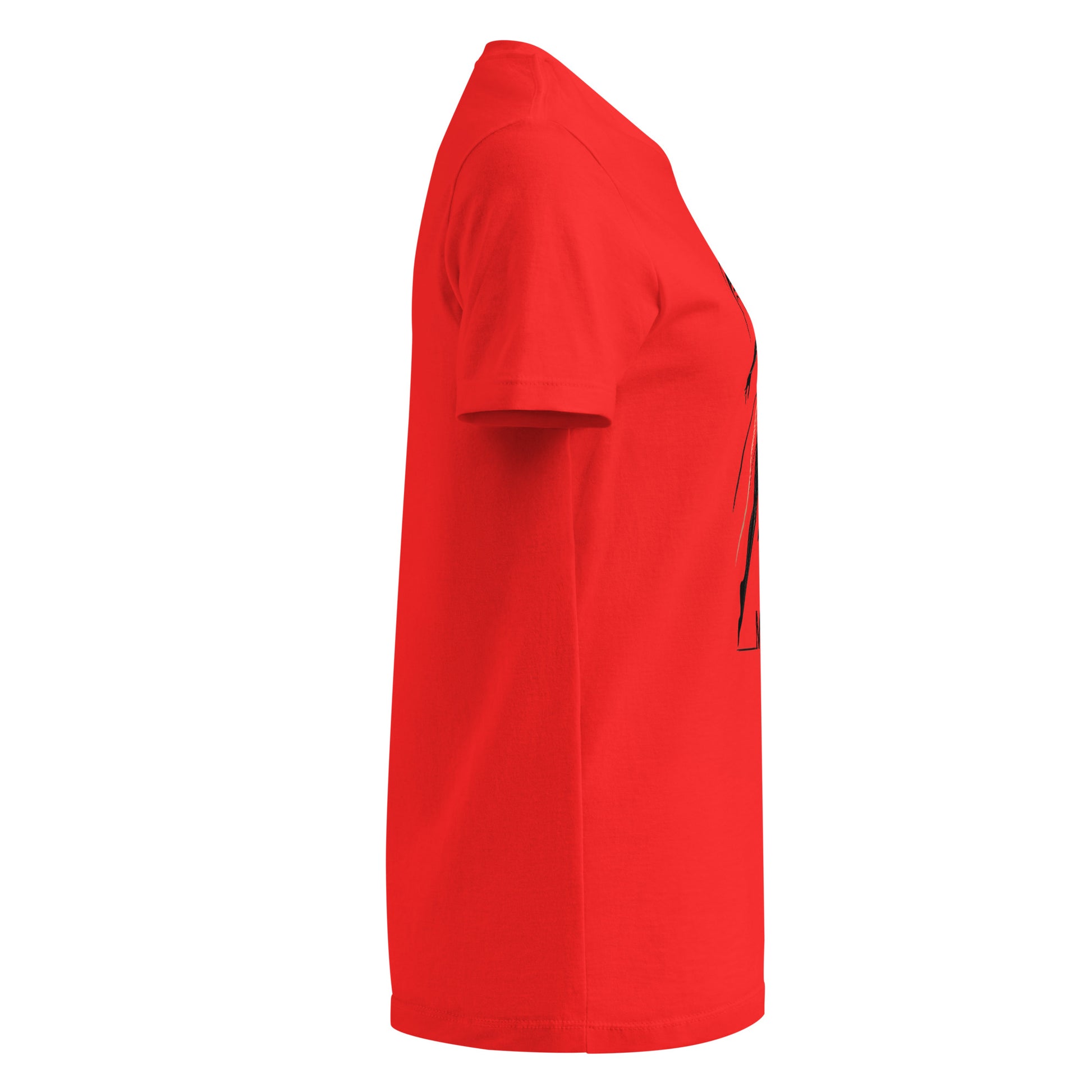 Camiseta MILLE Ascend de color rojo para mujer. Vista lateral de la prenda.