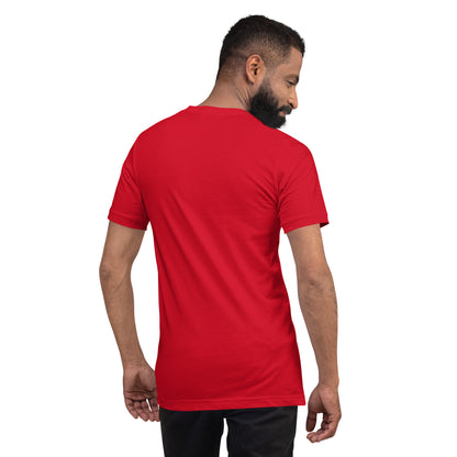 Camiseta MILLE Pillar de color rojo. Vista trasera en modelo masculino.