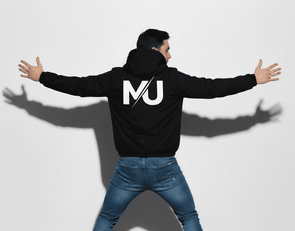 Chaqueta MILLE TEAM JACKET de color negro con logo grande en la espalda. Vista de un modelo de espaldas con los brazos extendidos.