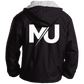Chaqueta MILLE TEAM JACKET de color negro con el logo grande en la espalda y capucha con forro gris. Vista trasera del producto.