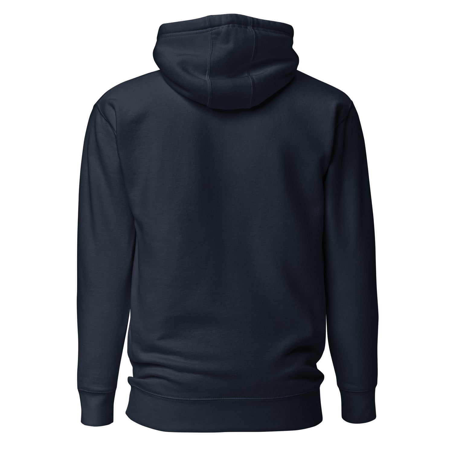 Sudadera con capucha MILLE ACENTO de color azul marino sin diseño en la espalda. Vista trasera.