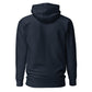 Sudadera con capucha MILLE ACENTO de color azul marino sin diseño en la espalda. Vista trasera.