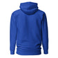 Sudadera con capucha MILLE ACENTO de color azul royal sin diseño en la espalda. Vista trasera.