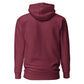 Sudadera con capucha MILLE ACENTO de color granate sin diseño en la espalda. Vista trasera.