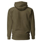 Sudadera con capucha MILLE ACENTO de color verde militar sin diseño en la espalda. Vista trasera.