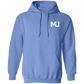 Sudadera con capucha MILLE KAIROS de color azul carolina con logo en el pecho. Vista frontal.