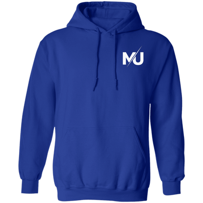 Sudadera con capucha MILLE KAIROS de color azul rey con logo en el pecho. Vista frontal.