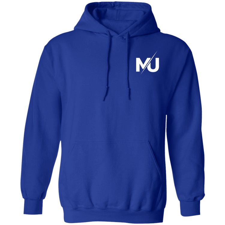 Sudadera con capucha MILLE KAIROS de color azul rey con logo en el pecho. Vista frontal.