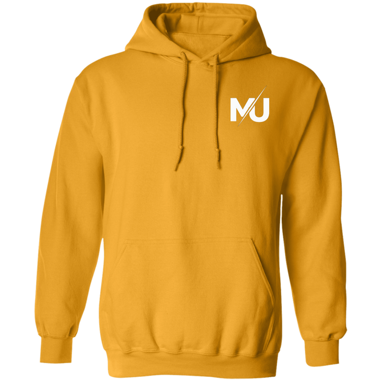 Sudadera con capucha MILLE KAIROS de color dorado con logo en el pecho. Vista frontal.