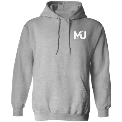 Sudadera con capucha MILLE KAIROS de color gris con logo en el pecho. Vista frontal.