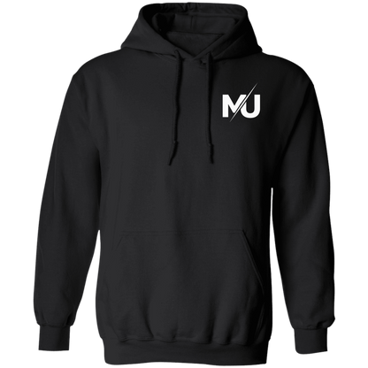 Sudadera con capucha MILLE KAIROS de color negro con logo en el pecho. Vista frontal.