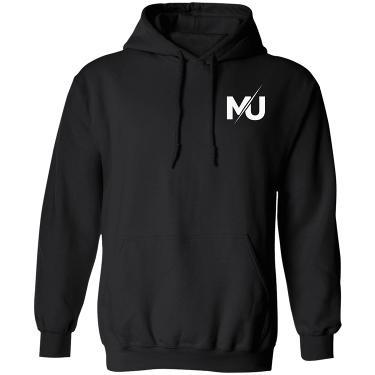 Sudadera con capucha MILLE KAIROS de color negro con logo en el pecho. Vista frontal.
