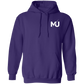 Sudadera con capucha MILLE KAIROS de color púrpura con logo en el pecho. Vista frontal.