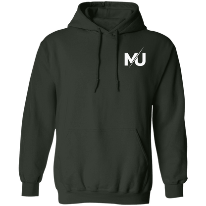 Sudadera con capucha MILLE KAIROS de color verde bosque con logo en el pecho. Vista frontal.