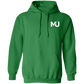 Sudadera con capucha MILLE KAIROS de color verde irlandés con logo en el pecho. Vista frontal.