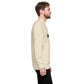 Sudadera MILLE Origin LS de color hueso. Vista del perfil derecho con modelo.