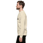 Sudadera MILLE Origin LS de color hueso con logo MILLE en el pecho. Vista del perfil izquierdo con modelo.