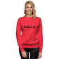 Sudadera MILLE Origin LS de color rojo con logo MILLE en el pecho. Vista frontal con modelo sonriendo.