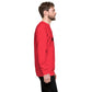 Sudadera MILLE Origin LS de color rojo. Vista del perfil derecho con modelo.
