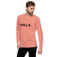 Sudadera MILLE Origin LS de color rosa empolvado con logo MILLE en el pecho. Vista frontal con modelo posando.