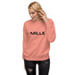Sudadera MILLE Origin LS de color rosa empolvado con logo MILLE en el pecho. Vista frontal con modelo posando.