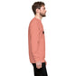 Sudadera MILLE Origin LS de color rosa empolvado. Vista del perfil derecho con modelo.