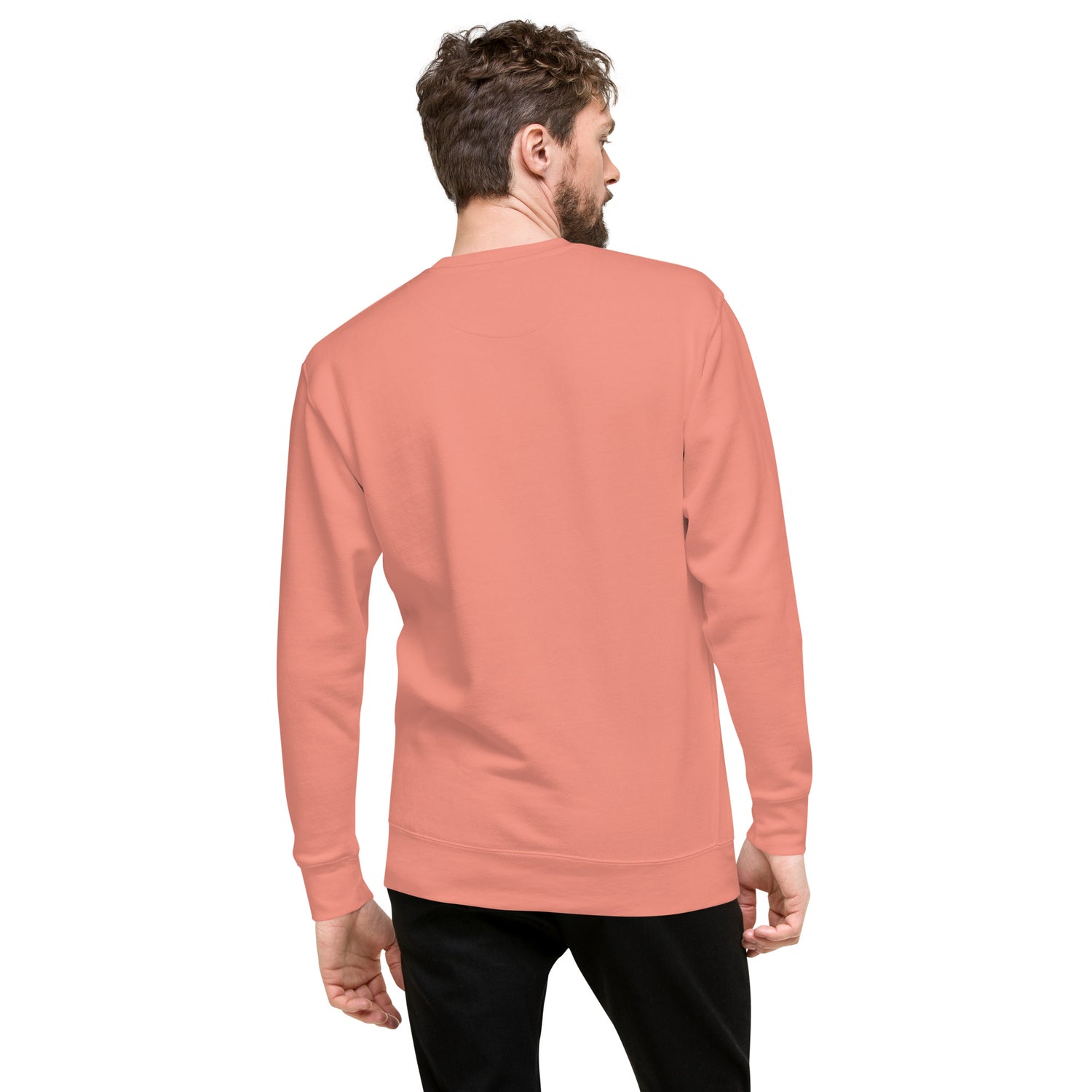 Sudadera MILLE Origin LS de color rosa empolvado. Vista trasera con modelo.