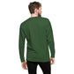 Sudadera MILLE Origin LS de color verde bosque. Vista trasera con modelo.