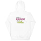 Sudadera con capucha MILLE VIBRA de color blanco con la frase "Mejor el Error Que La Duda" en la espalda. Vista trasera.